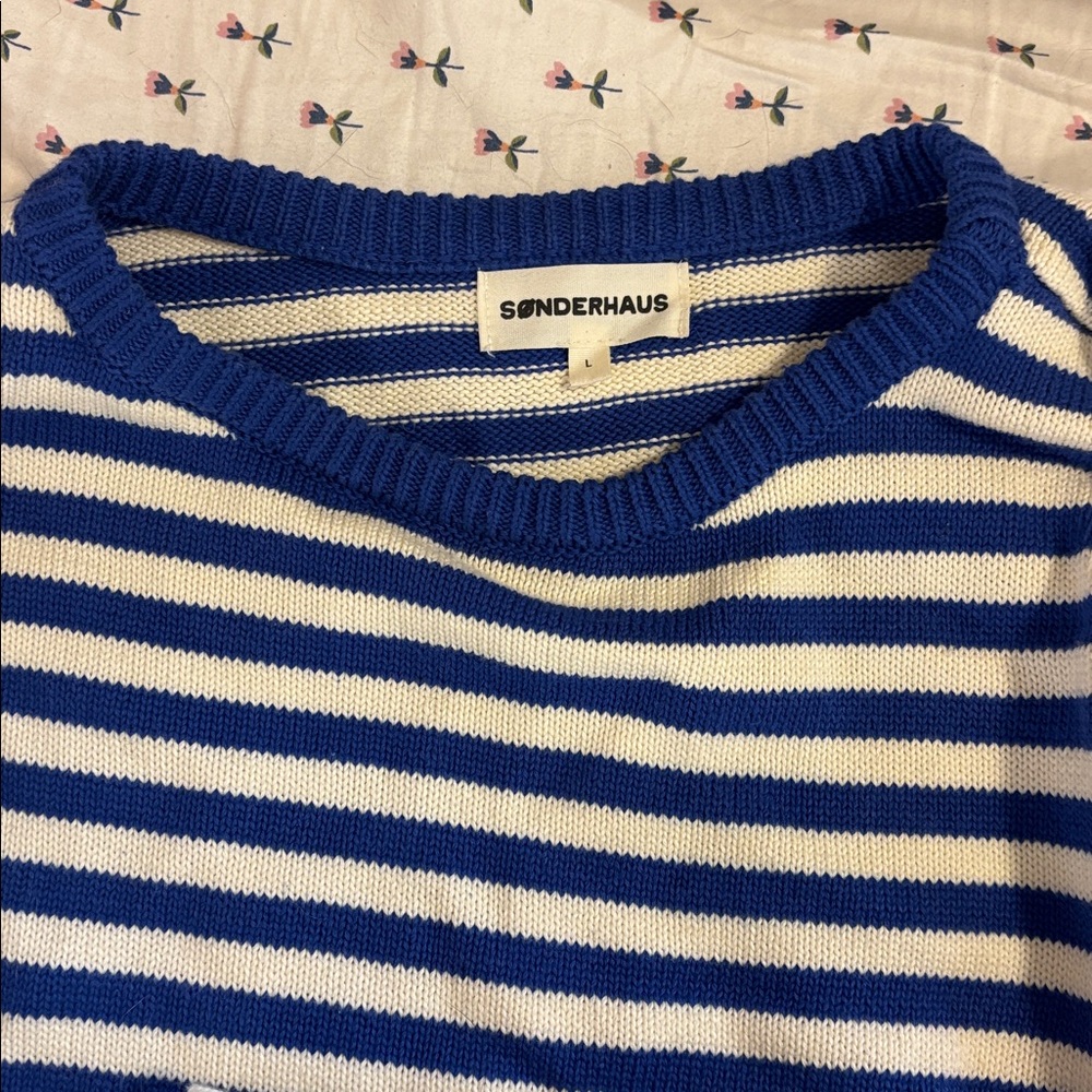 SÖNDERHAUS  I Can’t Believe It’s Not Vintage Blue and White Striped Sweater - Picture 2 of 5